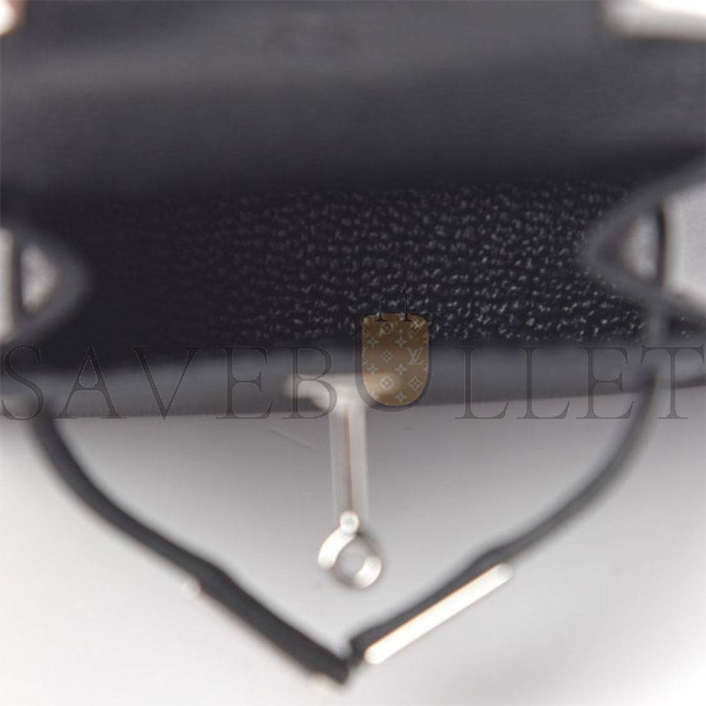 HERMES TADELAKT MINI KELLY TWILLY BAG CHARM BLACK (3*3cm) 